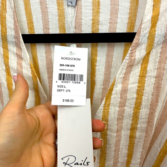 NWT, Rails Brigitte Amber stripe. Flutter sleeve Wrap Dress. Size L - Picture 3 of 5